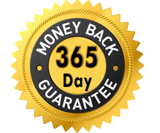 Gut Go 365-day empty-bottle money-back guarantee seal